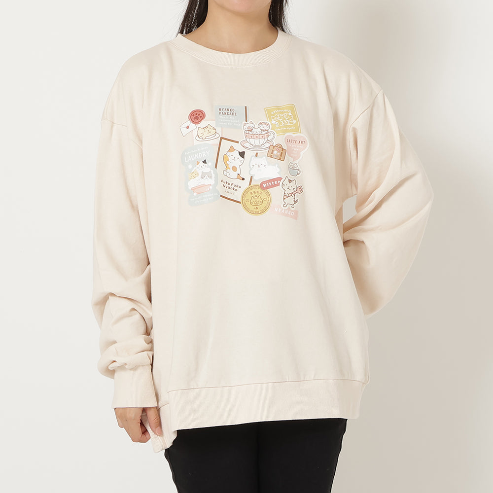 ふくふくにゃんこ プリントコットントレーナー
