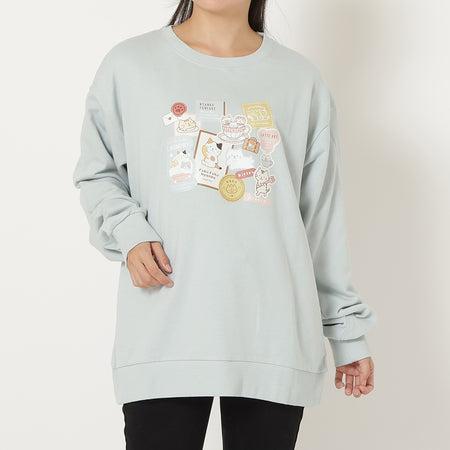 ふくふくにゃんこ プリントコットントレーナー