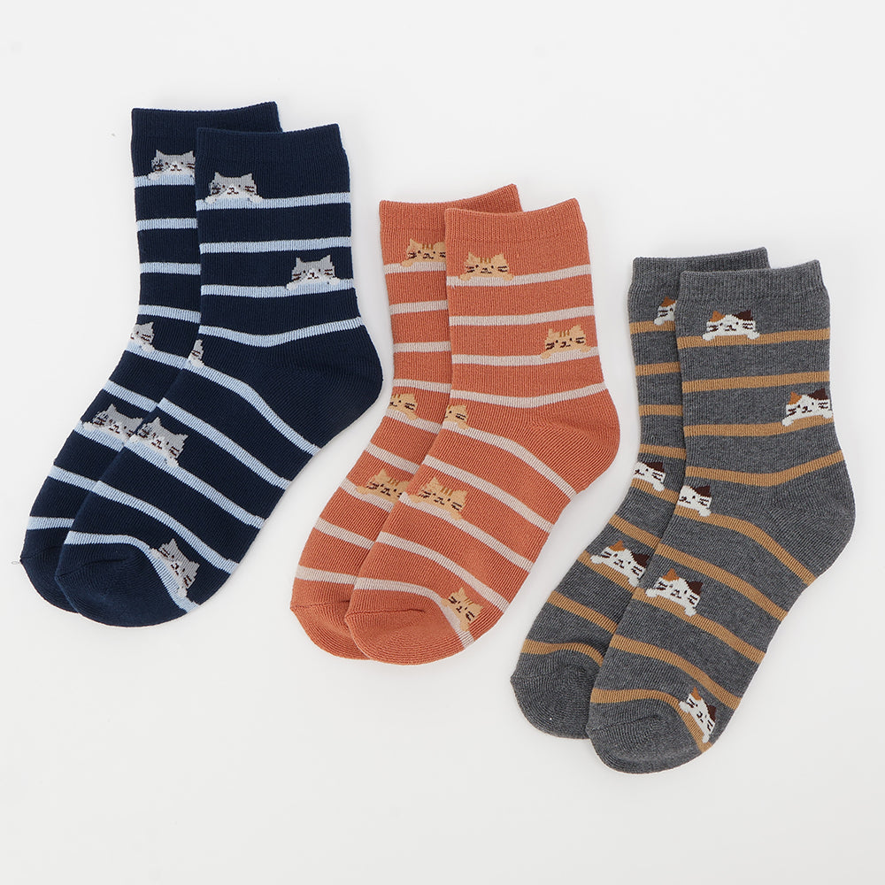 ふくふくにゃんこ しましまパイルソックス – HAPiNS online shop