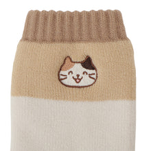  ふくふくにゃんこ 裏起毛ソックス　ボーダー刺繍 【2026_秋冬】

