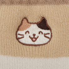  ふくふくにゃんこ 裏起毛ソックス　ボーダー刺繍 【2026_秋冬】
