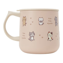  ふくふくにゃんこ ラテピンク ふた付き ステンレス マグカップ
