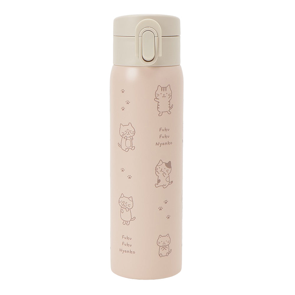 ふくふくにゃんこ ラテピンク ワンタッチ ステンレス ボトル 500ml