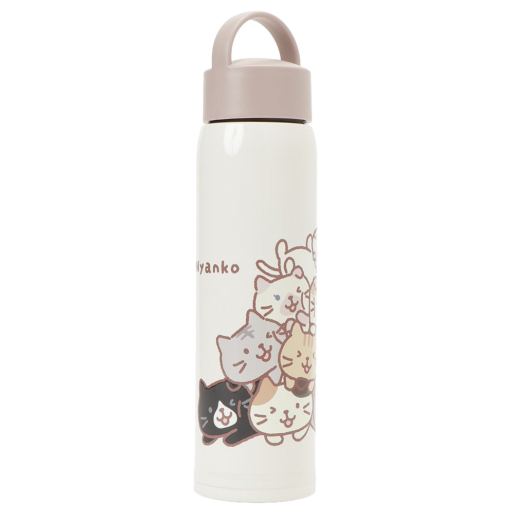 ふくふくにゃんこ むぎゅっとにゃんこハンドル付きステンレスボトル