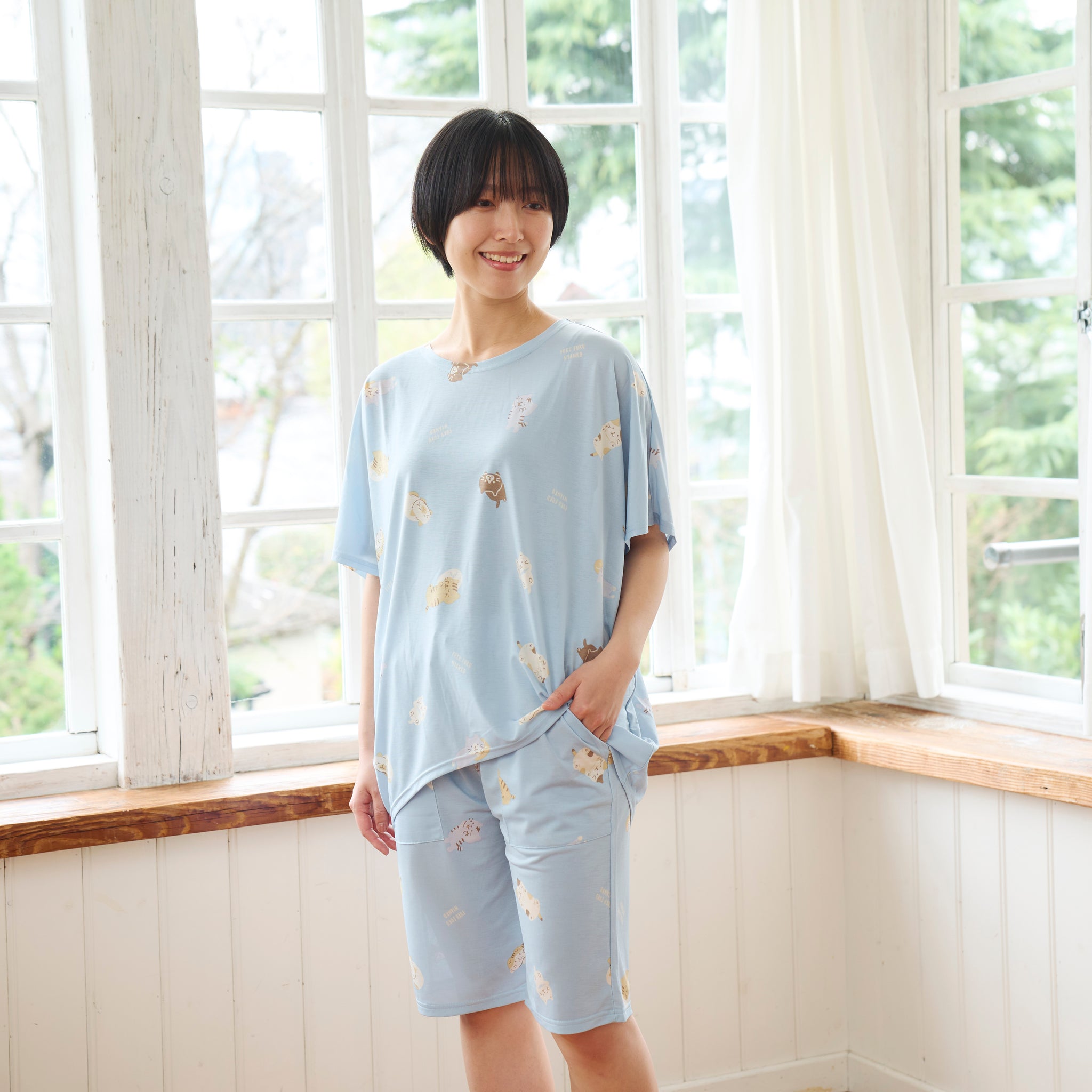 ふくふくにゃんこ ひんにゃり ハーフ パンツ M – HAPiNS online shop