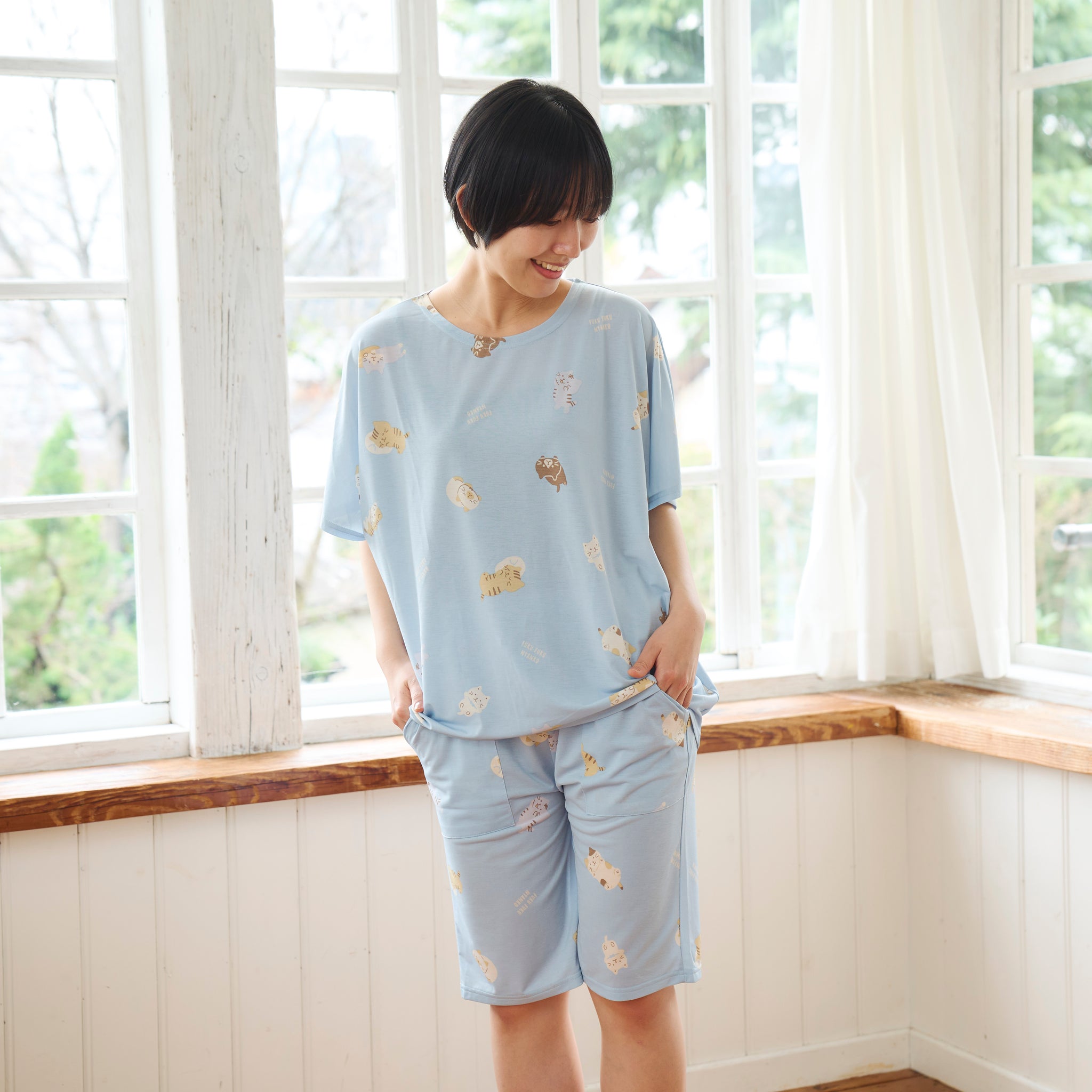 ふくふくにゃんこ ひんにゃり ハーフ パンツ M – HAPiNS online shop