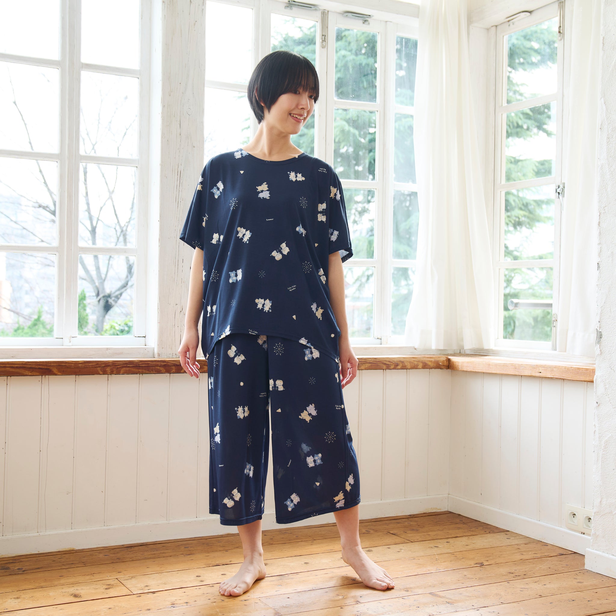 ふくふくにゃんこ ひんにゃり 七分丈 パンツ M – HAPiNS online shop