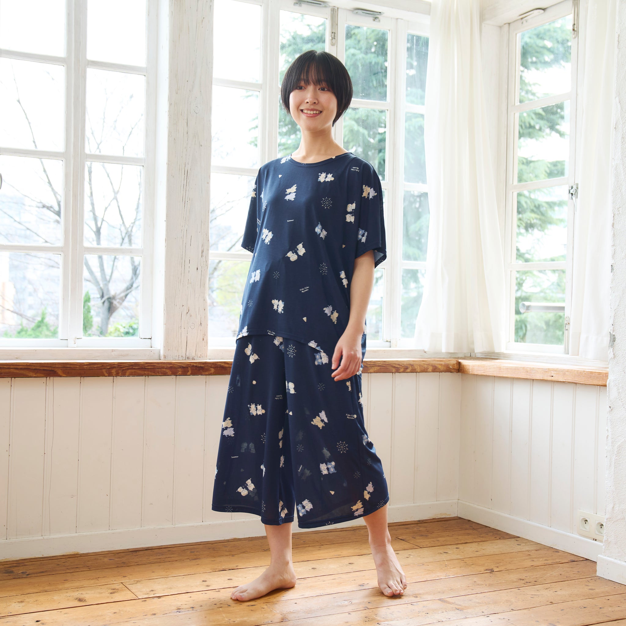 ふくふくにゃんこ ひんにゃり七分丈パンツL – HAPiNS online shop