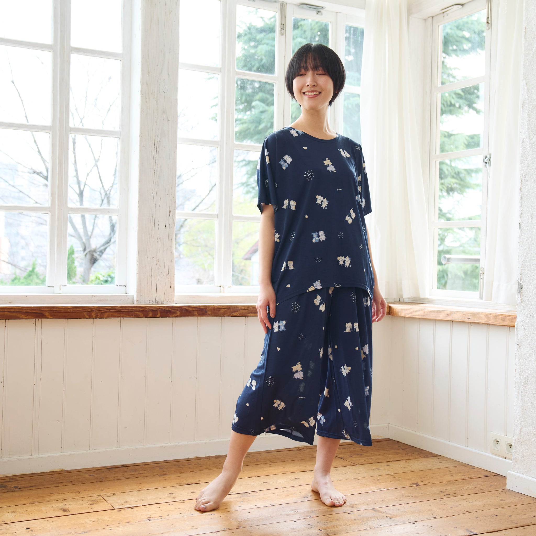 ふくふくにゃんこ ひんにゃり七分丈パンツM – HAPiNS online shop