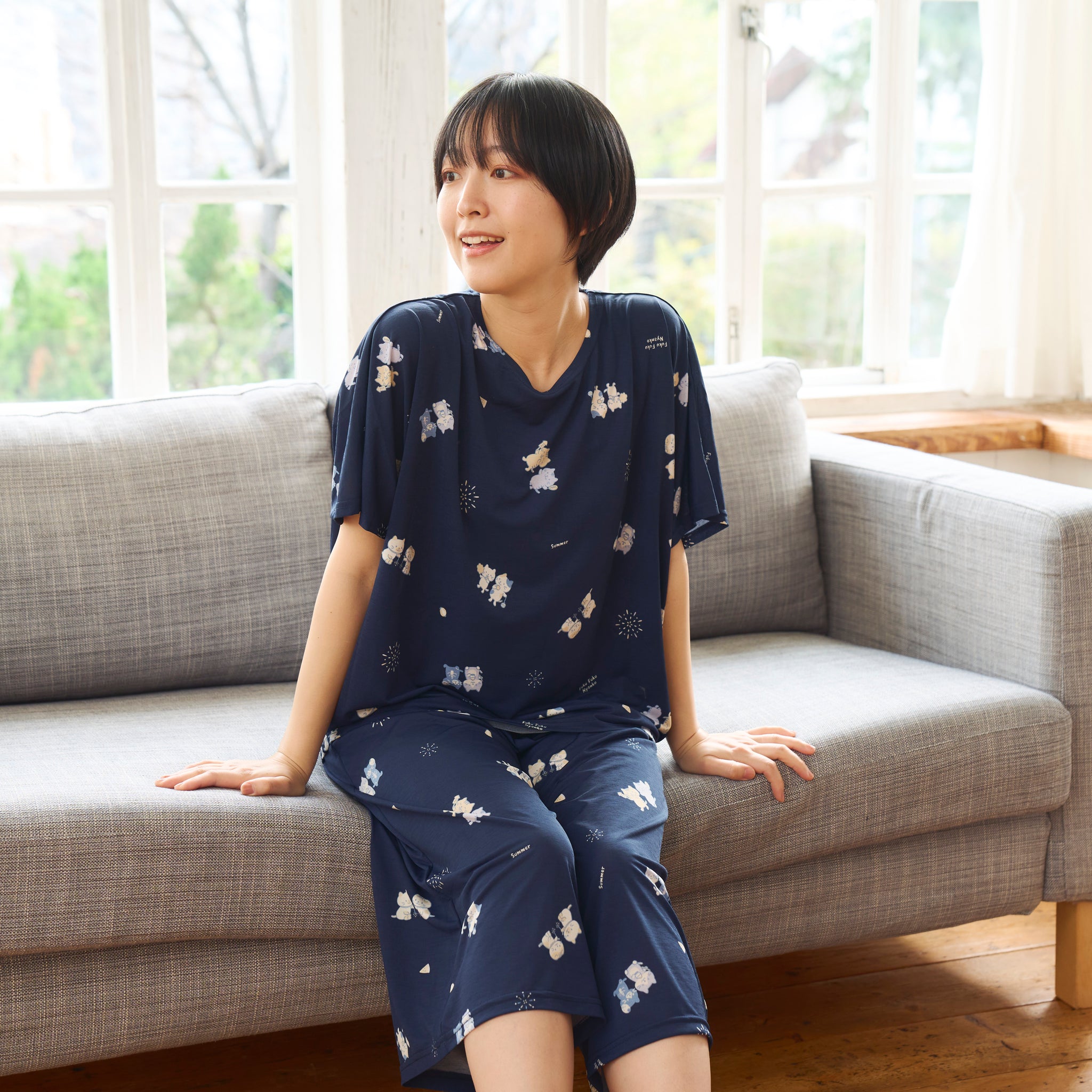 ふくふくにゃんこ ひんにゃり七分丈パンツL – HAPiNS online shop