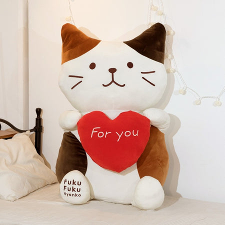 【予約商品】ふくふくにゃんこ Bigハートおすわりクッション