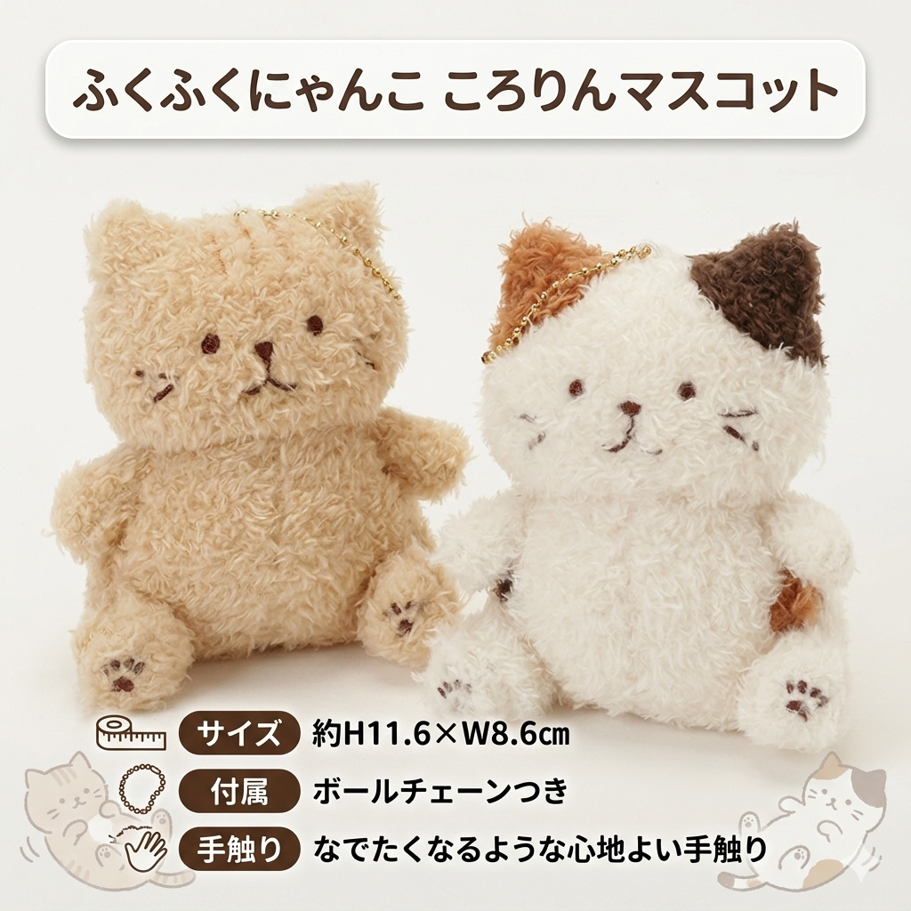 ニャンころりんです ふくふくにゃんこ ころりん マスコット – HAPiNS online shop