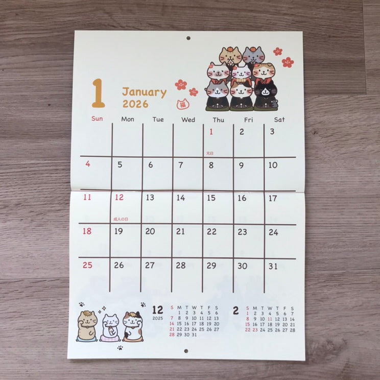 ふくふくにゃんこ 2026年壁掛けカレンダー – HAPiNS online shop