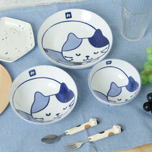  Fuku Fuku Nyanko軽量藍染茶碗（寝ころび）
