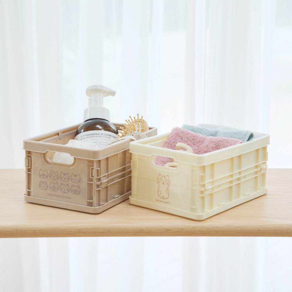 ふくふくにゃんこ プラ折り畳めるコンテナボックス（Sサイズ