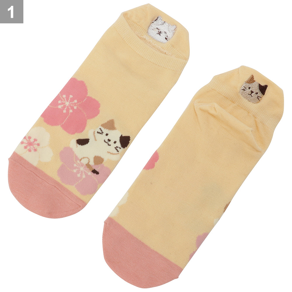 Fuku Fuku Nyankoひょっこりスニーカーソックス/フラワー【3足税込1100円】