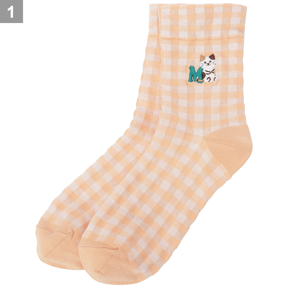 Fuku Fuku Nyankoクルーソックス/ギンガムチェック【3足税込1100円】