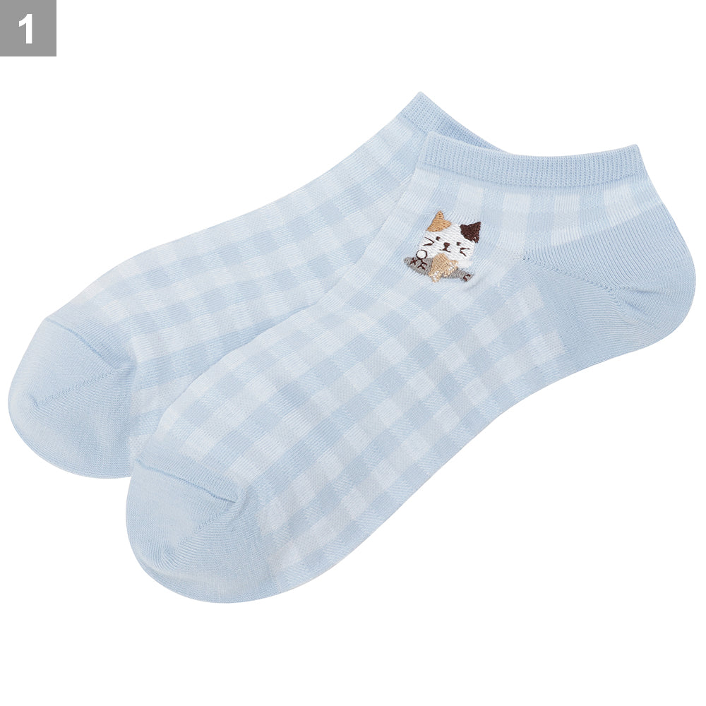 Fuku Fuku Nyankoスニーカーソックス/ギンガムチェック【3足税込1100円】