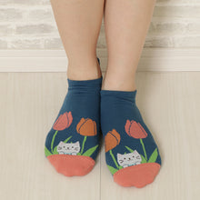  Fuku Fuku Nyankoひょっこりスニーカーソックス/フラワー【3足税込1100円】
