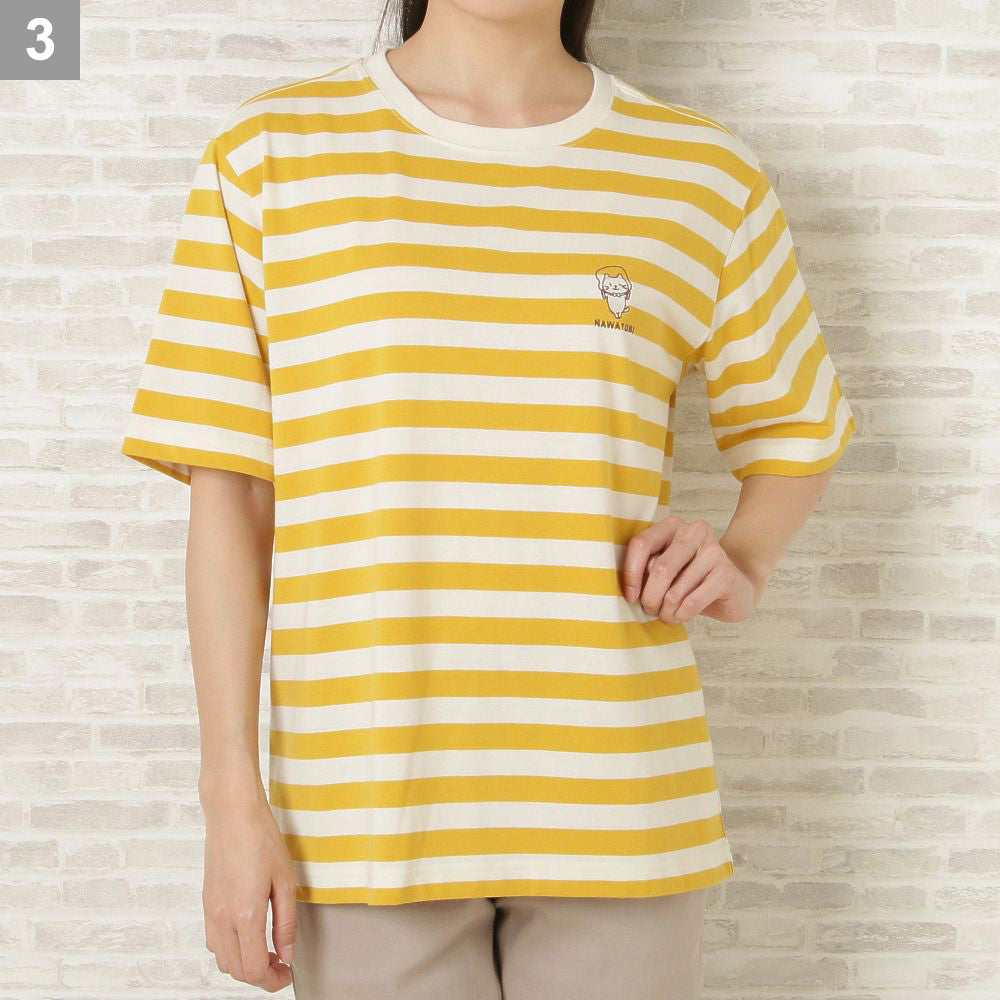 Fuku Fuku Nyankoボーダー刺繍Tシャツ