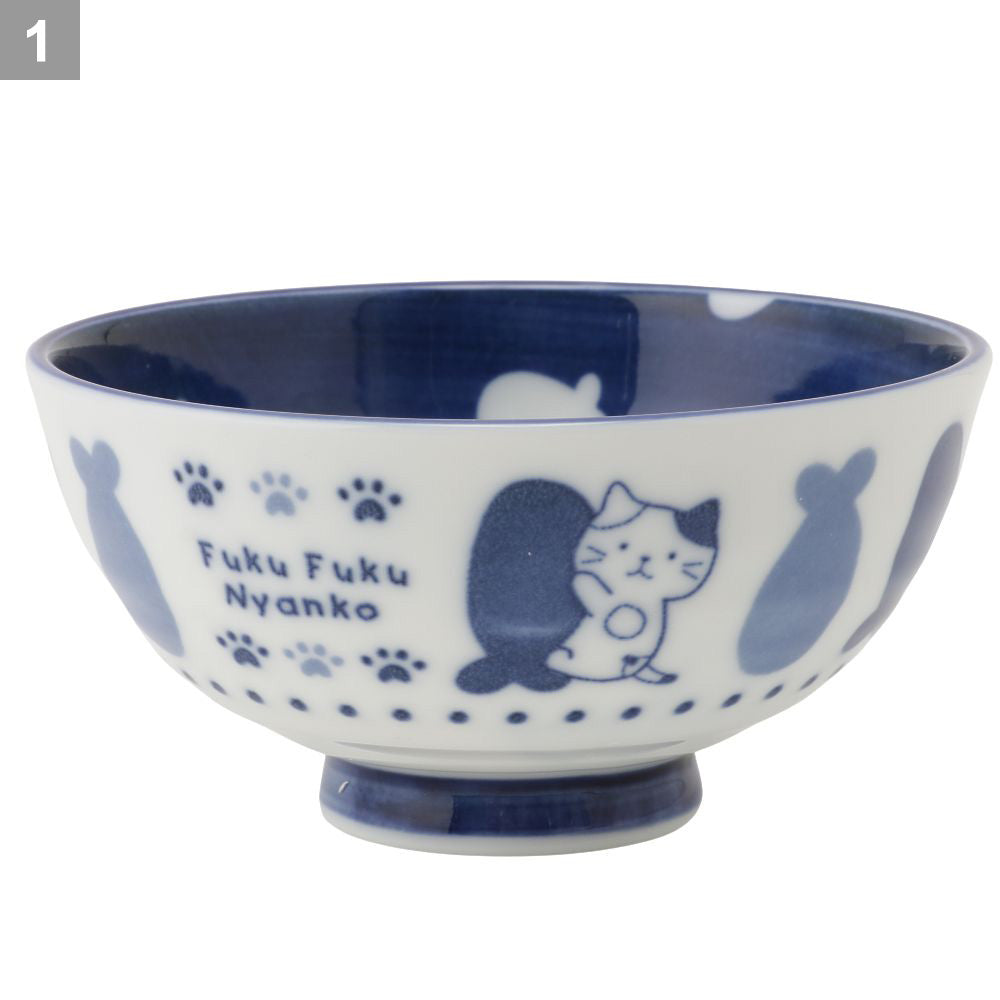 Fuku Fuku Nyanko 軽量藍染茶碗